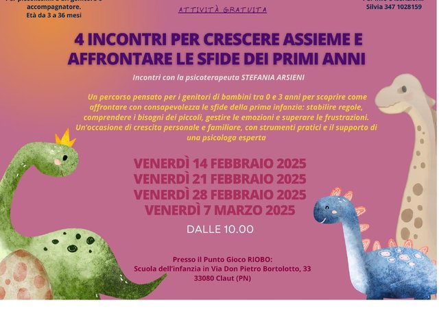 4 "incontri per crescere assieme e affrontare le sfide dei primi anni" progetto RIO BO